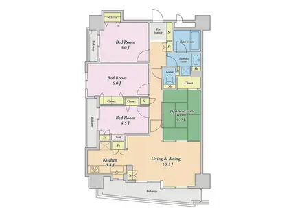 名駅アイリス弐番館(4LDK/2階)の間取り写真