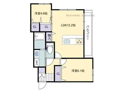 DーRESENA旭通(2LDK/3階)の間取り写真