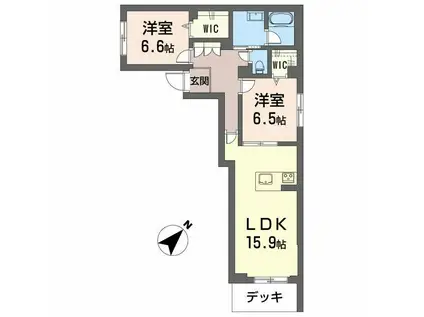 ECRACIE(2LDK/1階)の間取り写真