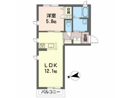 アルカンシエルV(1LDK/1階)の間取り写真