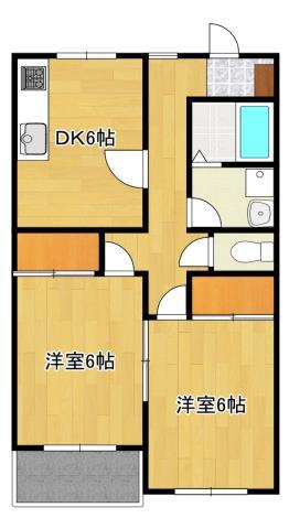 ヴィレッジ弐番館(2DK/2階)の間取り写真