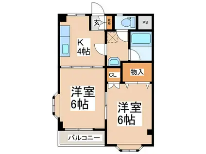 マンションリーフ(2K/3階)の間取り写真