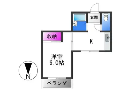 ICUBE流町(1K/1階)の間取り写真