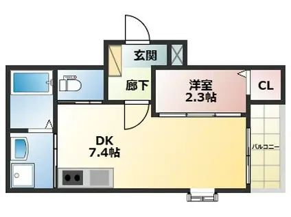 ソラナ博多(1DK/3階)の間取り写真