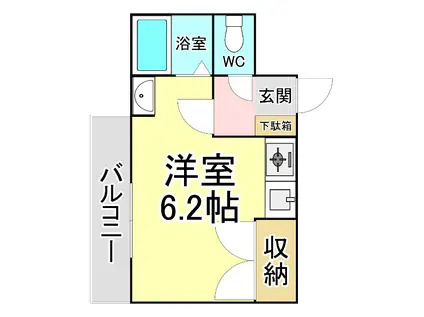 ベルガ中津口(ワンルーム/3階)の間取り写真