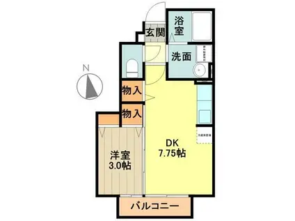 プログレッソB(1DK/1階)の間取り写真