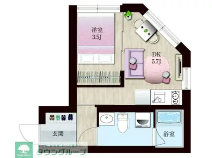 デュオメゾンプレミア蒲田(1DK/3階)の間取り写真