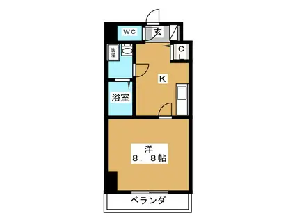八雲ビル(1K/8階)の間取り写真