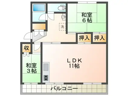 新多聞第2109号棟(2LDK/5階)の間取り写真