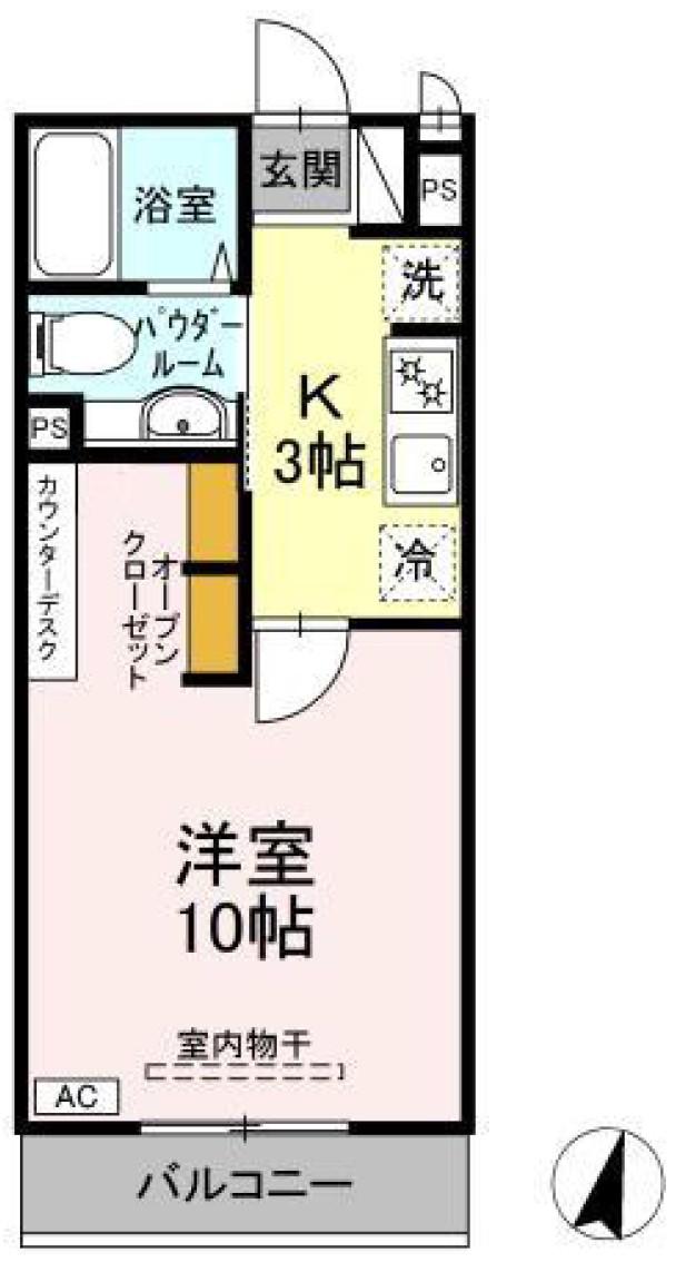 GRANDE(1K/1階)の間取り写真