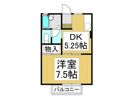 フラッツ朝陽C棟(1DK/1階)の間取り写真