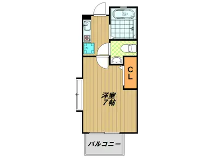 アメニティハイツ須磨寺(1K/2階)の間取り写真