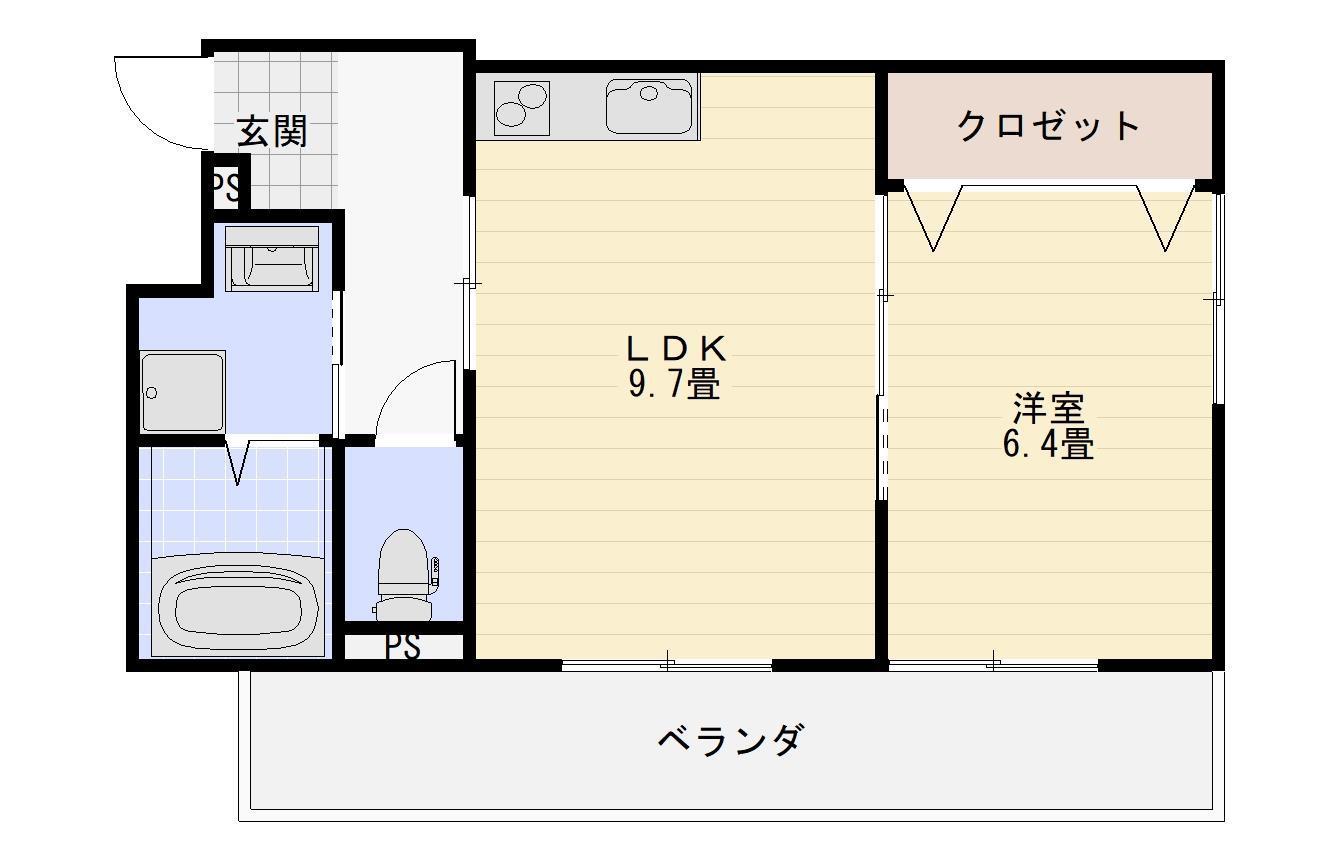 SHIMANAMI HILLS(1LDK/1階)の間取り写真