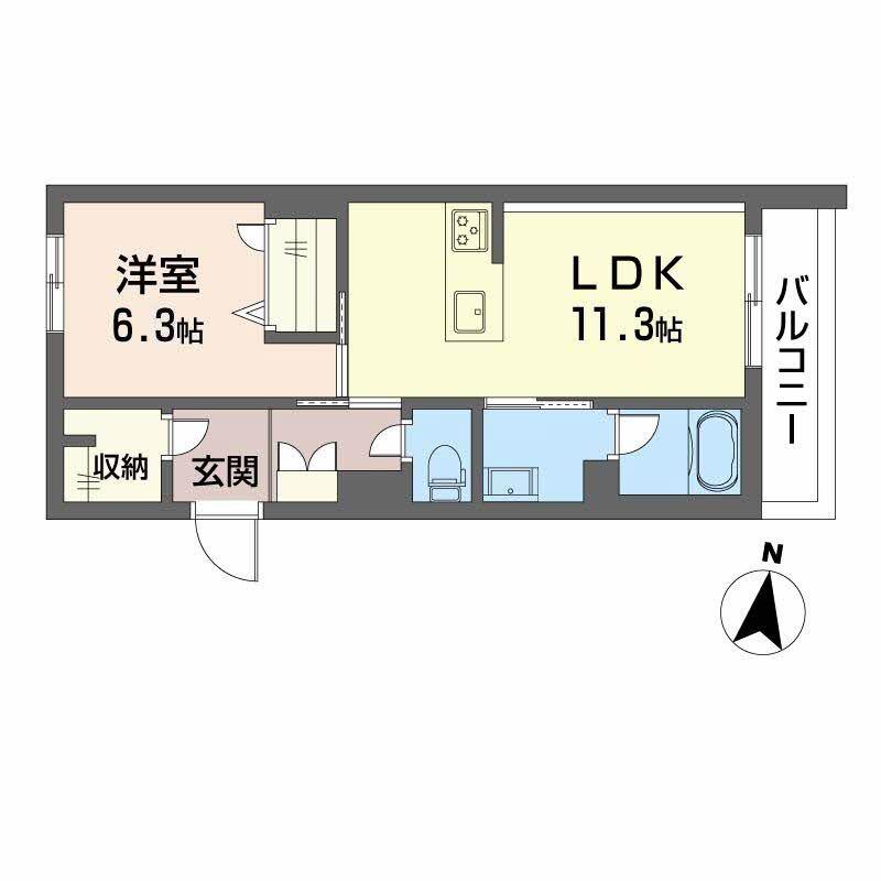 シャーメゾン壺川(1LDK/2階)の間取り写真