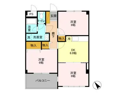 グランシャリオ(3DK/1階)の間取り写真