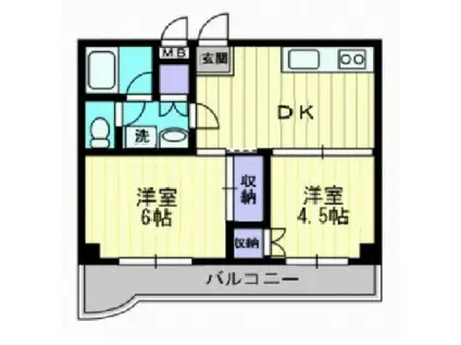 グランツ西古松II(2DK/5階)の間取り写真