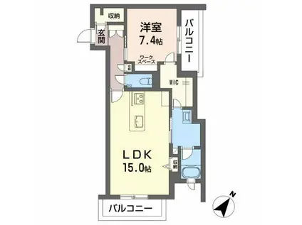 HIGH LINE PARK B(1LDK/4階)の間取り写真