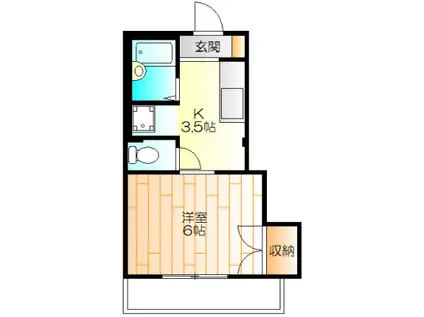 ベルハイツI(1K/2階)の間取り写真