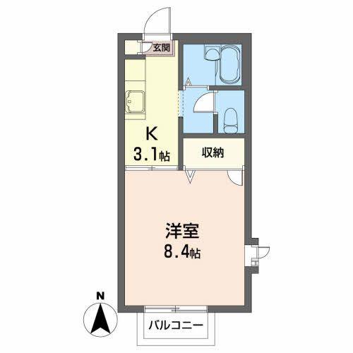 エコープラザIII(1K/2階)の間取り写真
