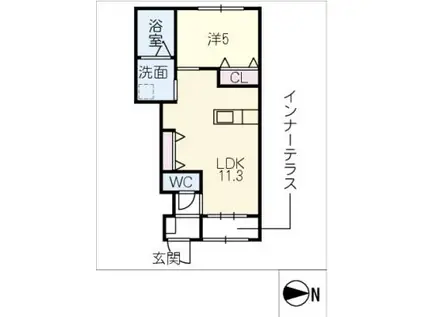 コンフォートマルエI(1LDK/1階)の間取り写真