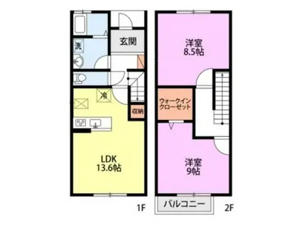 メリープラッツ平成町III(2LDK/1階)の間取り写真