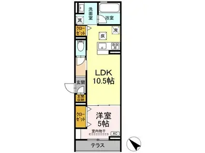 D CREST 中之郷2丁目(1LDK/1階)の間取り写真