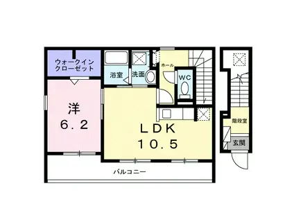 ヒカルサ唐津鬼塚II(1LDK/2階)の間取り写真