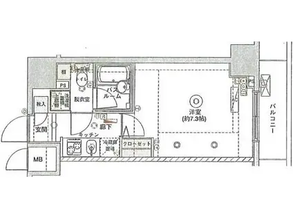 フェニックス横濱関内BAY GAIA(1K/2階)の間取り写真