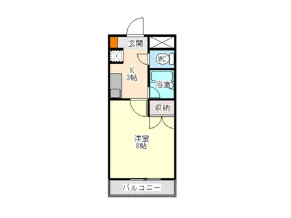 グリーンふたむら2号館(1K/3階)の間取り写真