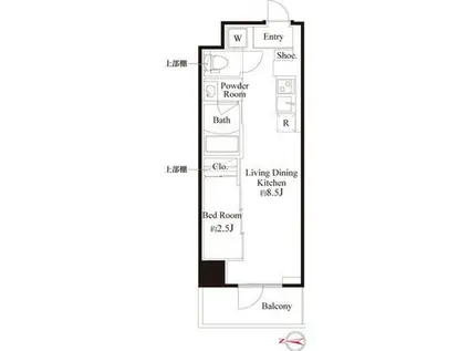 ハーモニーレジデンス東京武蔵関ウエスト SIDE(1LDK/11階)の間取り写真