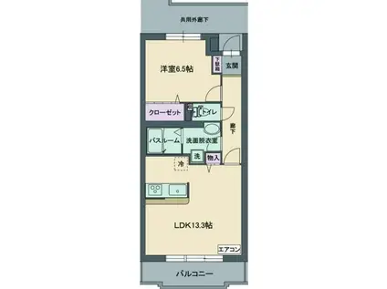グリーングラスN(1LDK/2階)の間取り写真