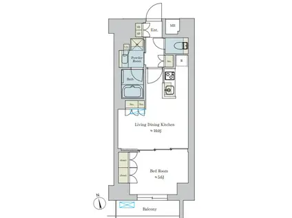 BRILLIA IST 池尻大橋(1LDK/2階)の間取り写真