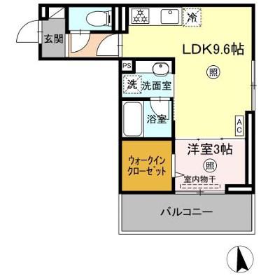 D-ROOM西町(1LDK/2階)の間取り写真