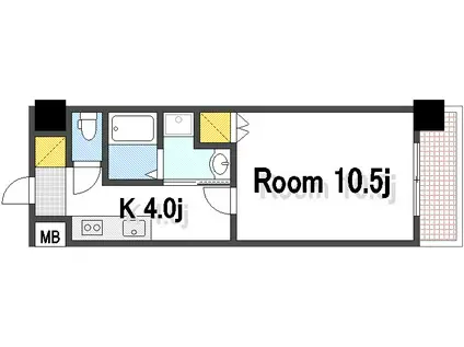 FLARE城北(1K/4階)の間取り写真
