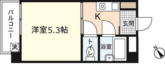 ウエストヒル(1K/3階)の間取り写真