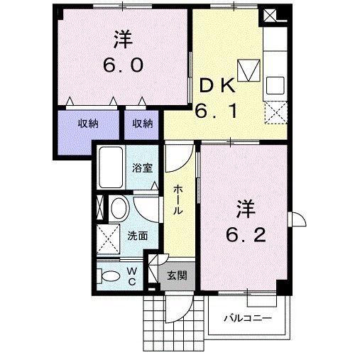ハナブサ (2DK/1階)の間取り写真