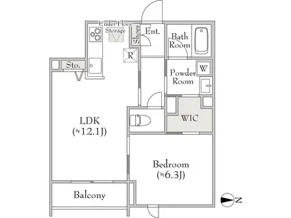 ベレオ三軒茶屋(1LDK/1階)の間取り写真