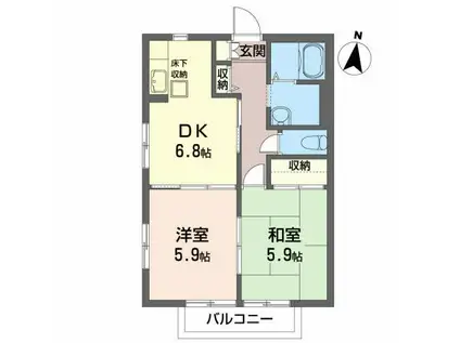 ディアスふるかわ(2DK/1階)の間取り写真