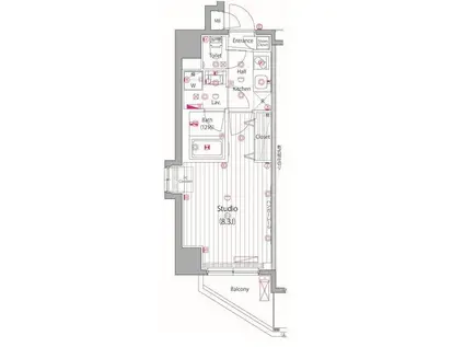 ガーラ・ヒルズ赤坂(1K/6階)の間取り写真