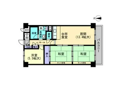 コープ野村運動公園(3LDK/4階)の間取り写真