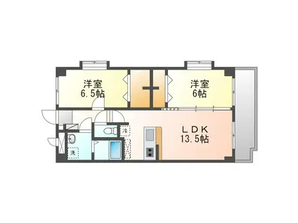 レジデンスIHAII(2LDK/1階)の間取り写真