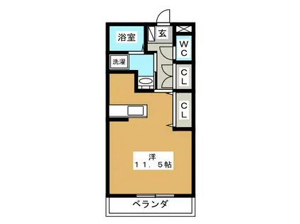 ボナール・キク(ワンルーム/2階)の間取り写真