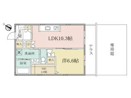 ヘーベルヴィレッジ氷川台アルモニーレジダンス氷川台(1LDK/1階)の間取り写真