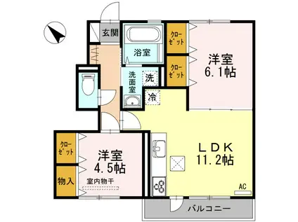 ノール プラージュ(2LDK/1階)の間取り写真