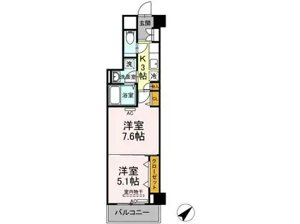 HILL FLAT OSAKI(2K/1階)の間取り写真