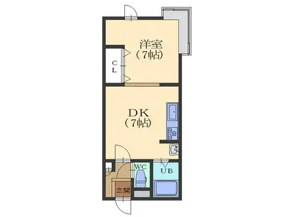 エルピノ(1DK/2階)の間取り写真