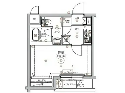 リルクシア綾瀬II(1K/2階)の間取り写真