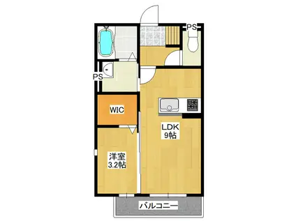 LAKE ARIAKE(1LDK/2階)の間取り写真