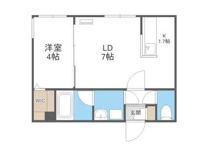 カンパネラ平岸(1LDK/4階)の間取り写真