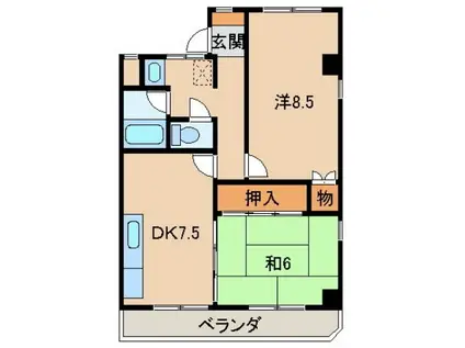 リベラルパレス堀止(2DK/5階)の間取り写真